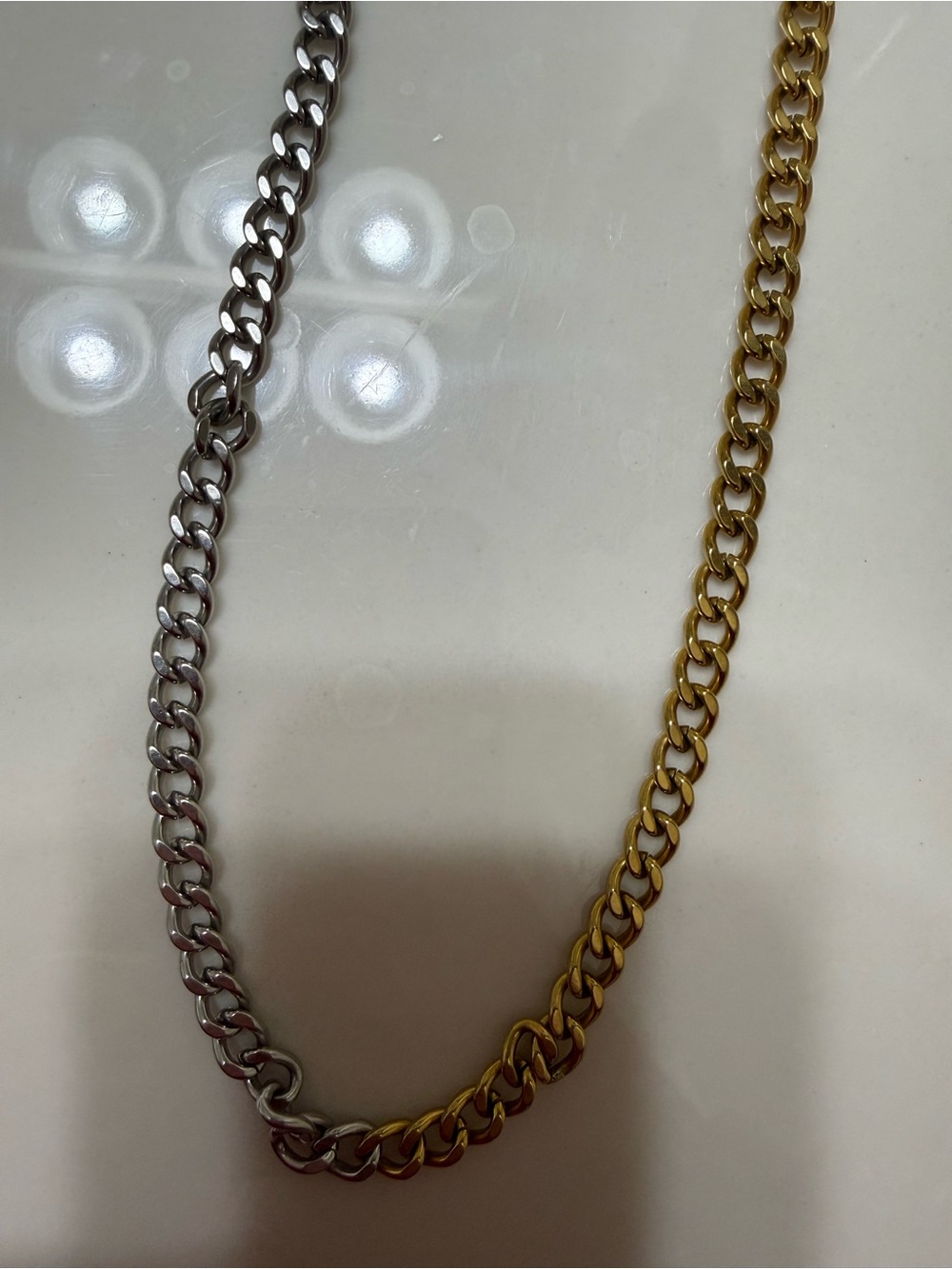 Stainless Steel Two Tone Chain Necklace